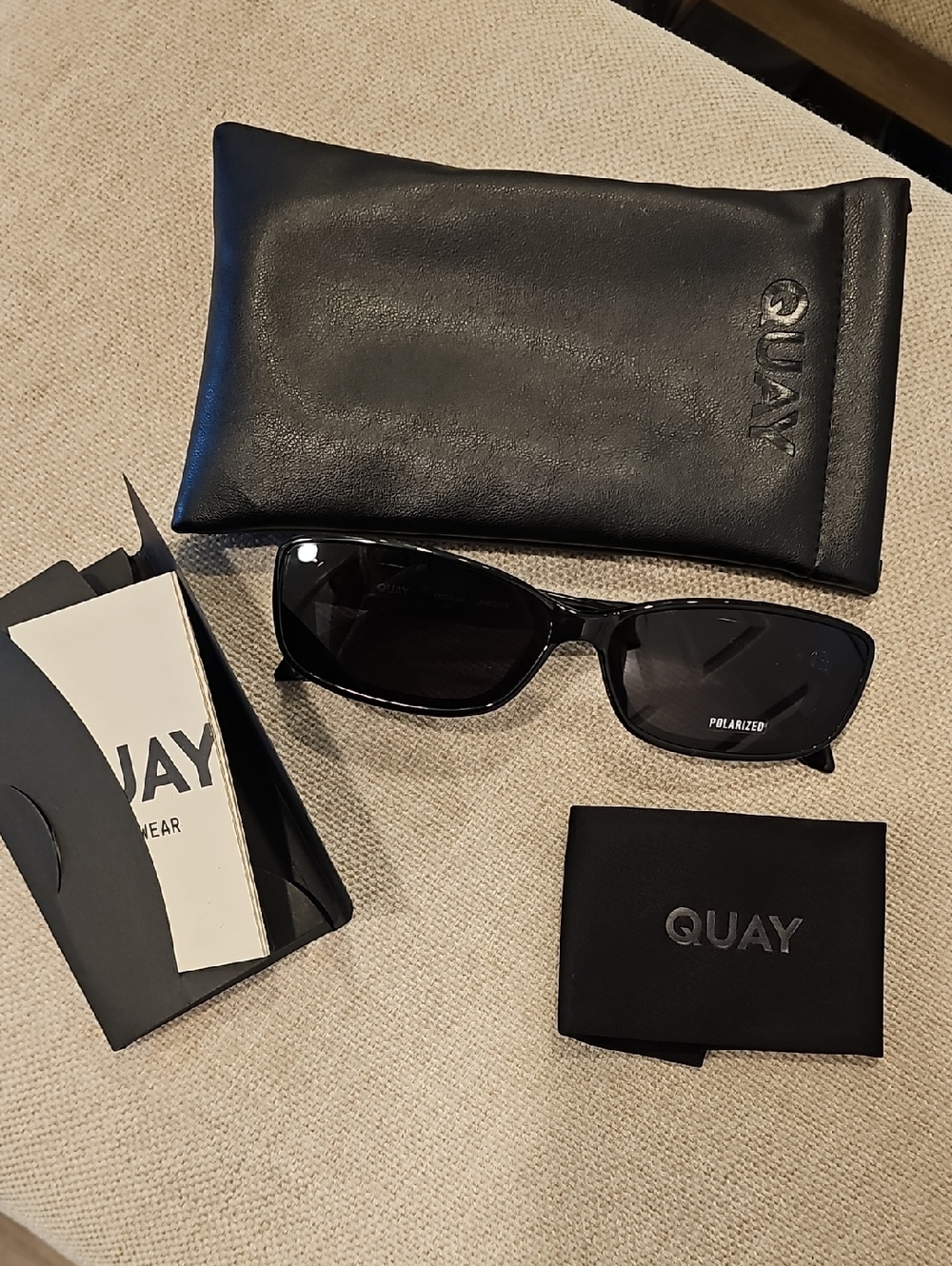 Vibe Check Quay Black Polarized Sunglasses with Case